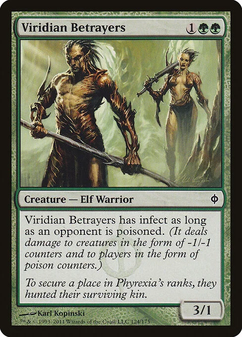Viridian Betrayers, carta Magic di tipo Creature — Phyrexian Elf Warrior illustrata da Karl Kopinski