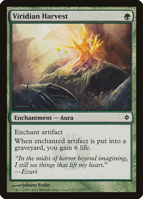 Viridian Harvest, carta Magic di tipo Enchantment — Aura illustrata da Johann Bodin
