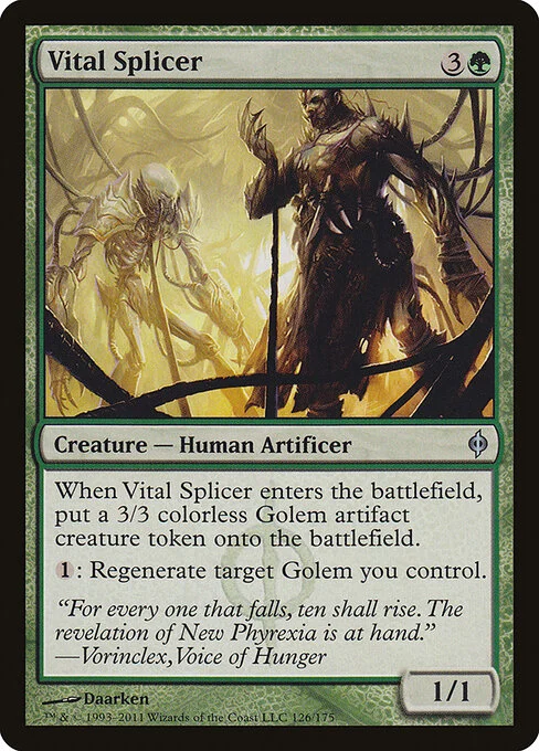 Vital Splicer, carta Magic di tipo Creature — Phyrexian Human Artificer illustrata da Daarken