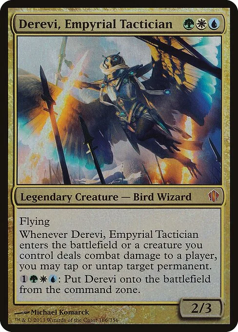 Derevi, Empyrial Tactician, carta Magic di tipo Legendary Creature — Bird Wizard illustrata da Michael Komarck