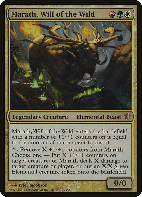 Marath, Will of the Wild, carta Magic di tipo Legendary Creature — Elemental Beast illustrata da Tyler Jacobson