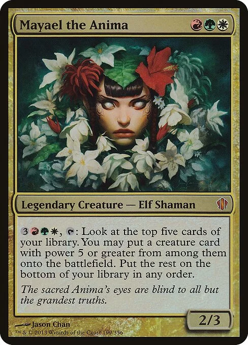 Mayael the Anima, carta Magic di tipo Legendary Creature — Elf Shaman illustrata da Jason Chan