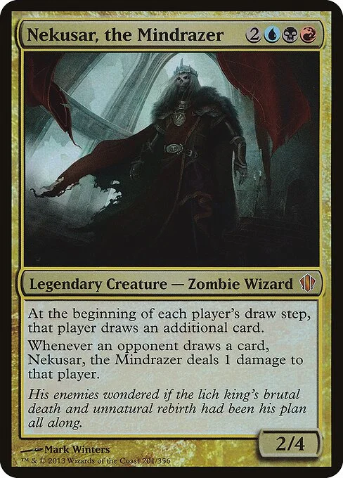 Nekusar, the Mindrazer, carta Magic di tipo Legendary Creature — Zombie Wizard illustrata da Mark Winters
