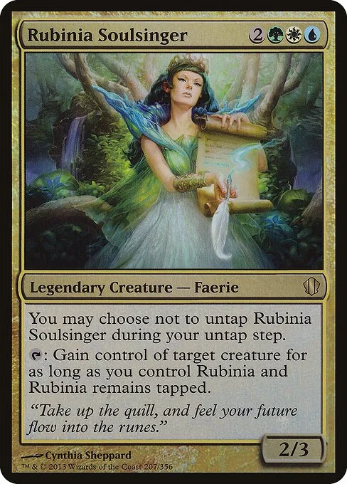 Rubinia Soulsinger, carta Magic di tipo Legendary Creature — Faerie illustrata da Cynthia Sheppard
