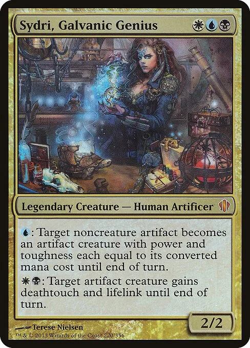 Sydri, Galvanic Genius, carta Magic di tipo Legendary Creature — Human Artificer illustrata da Terese Nielsen