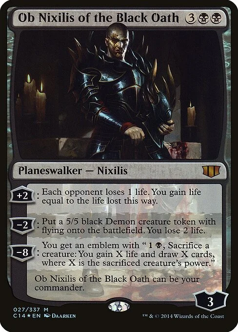 Ob Nixilis of the Black Oath, carta Magic di tipo Legendary Planeswalker — Nixilis illustrata da Daarken