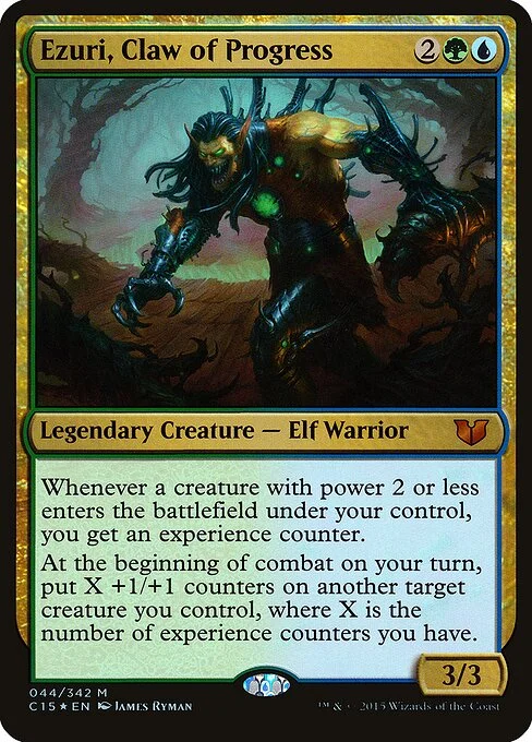 Ezuri, Claw of Progress, carta Magic di tipo Legendary Creature — Phyrexian Elf Warrior illustrata da James Ryman