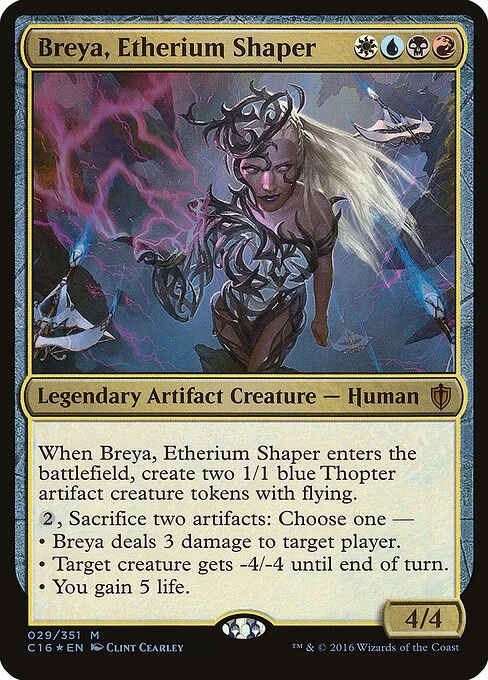 Breya, Etherium Shaper, carta Magic di tipo Legendary Artifact Creature — Human illustrata da Clint Cearley