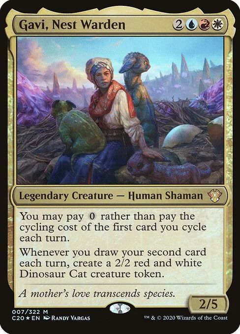 Gavi, Nest Warden, carta Magic di tipo Legendary Creature — Human Shaman illustrata da Randy Vargas