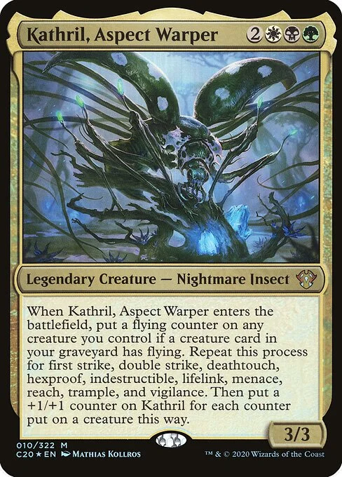 Kathril, Aspect Warper, carta Magic di tipo Legendary Creature — Nightmare Insect illustrata da Mathias Kollros