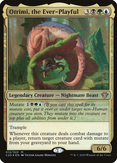 Otrimi, the Ever-Playful, carta Magic di tipo Legendary Creature — Nightmare Beast illustrata da Victor Adame Minguez