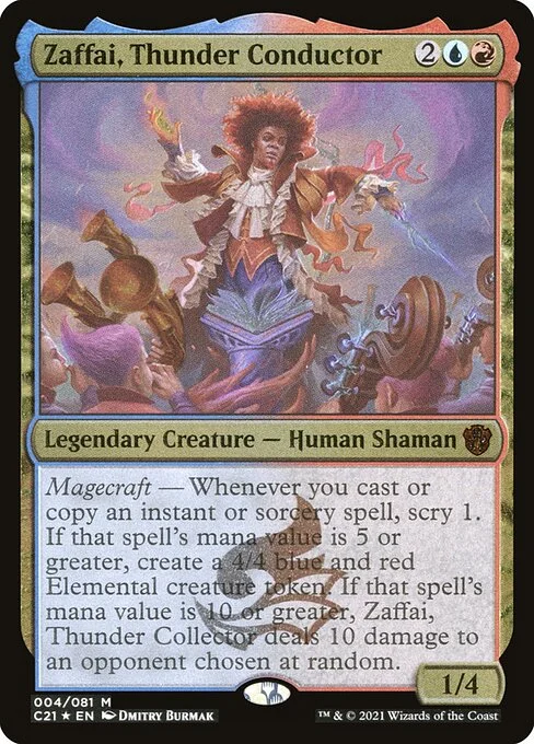 Zaffai, Thunder Conductor, carta Magic di tipo Legendary Creature — Human Shaman illustrata da Dmitry Burmak