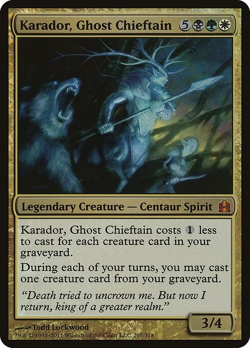 Karador, Ghost Chieftain, carta Magic di tipo Legendary Creature — Centaur Spirit illustrata da Todd Lockwood