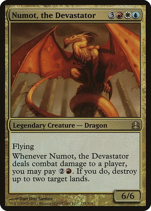 Numot, the Devastator, carta Magic di tipo Legendary Creature — Dragon illustrata da Dan Dos Santos