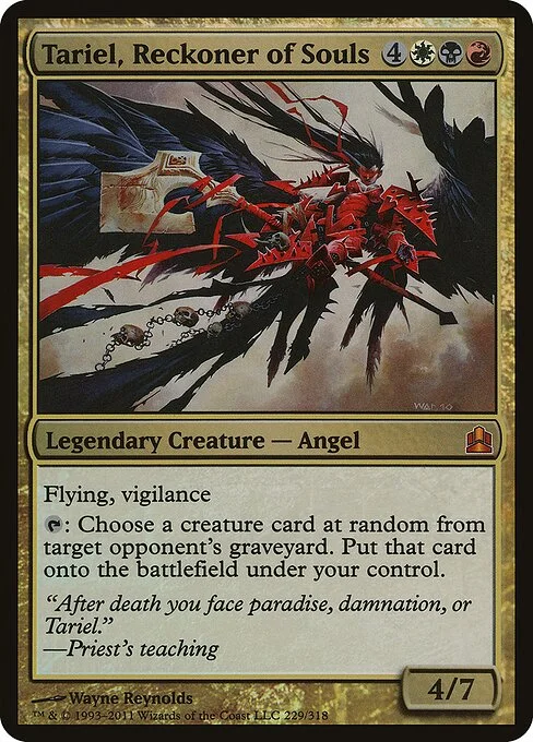 Tariel, Reckoner of Souls, carta Magic di tipo Legendary Creature — Angel illustrata da Wayne Reynolds