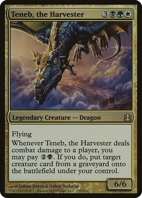 Teneb, the Harvester, carta Magic di tipo Legendary Creature — Dragon illustrata da Zoltan Boros & Gabor Szikszai