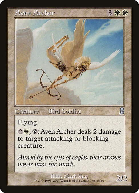 Aven Archer, carta Magic di tipo Creature — Bird Soldier Archer illustrata da Mark Zug
