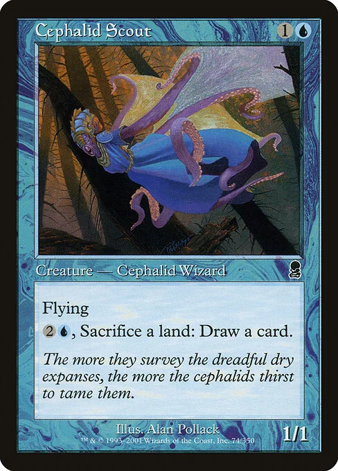 Cephalid Scout, carta Magic di tipo Creature — Octopus Wizard Scout illustrata da Alan Pollack