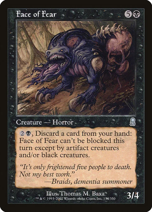 Face of Fear, carta Magic di tipo Creature — Horror illustrata da Thomas M. Baxa