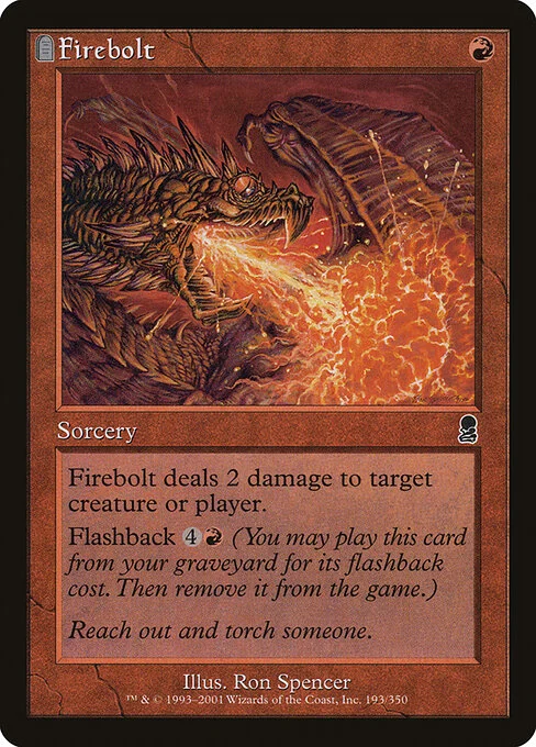 Firebolt, carta Magic di tipo Sorcery illustrata da Ron Spencer