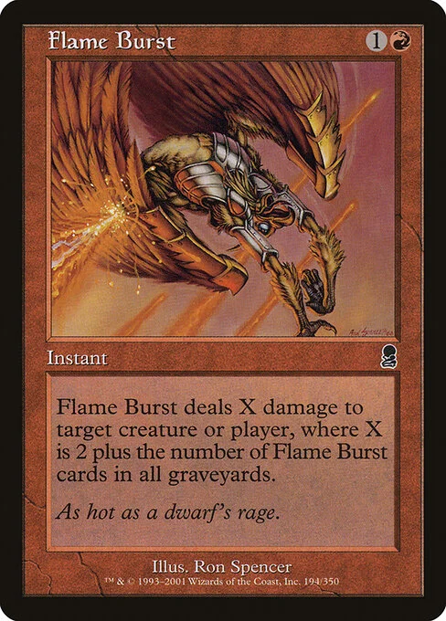 Flame Burst, carta Magic di tipo Instant illustrata da Ron Spencer