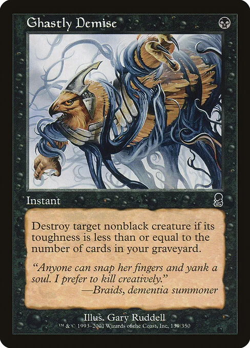 Ghastly Demise, carta Magic di tipo Instant illustrata da Gary Ruddell
