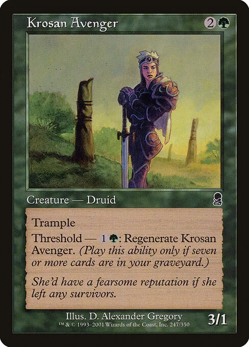 Krosan Avenger, carta Magic di tipo Creature — Human Druid illustrata da D. Alexander Gregory