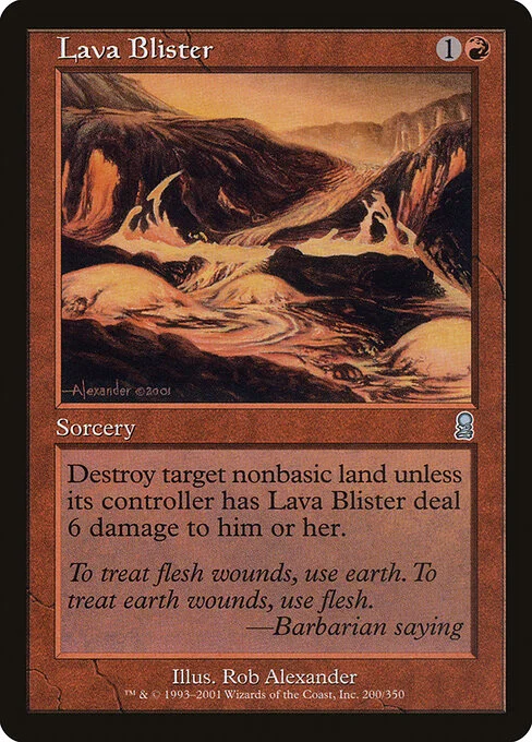 Lava Blister, carta Magic di tipo Sorcery illustrata da Rob Alexander
