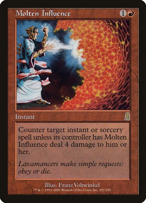 Molten Influence, carta Magic di tipo Instant illustrata da Franz Vohwinkel