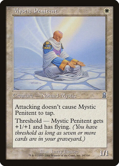 Mystic Penitent, carta Magic di tipo Creature — Human Nomad Mystic illustrata da Larry Elmore