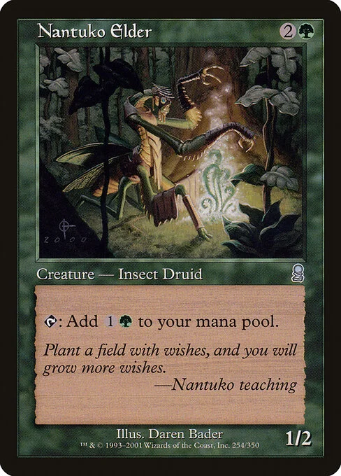 Nantuko Elder, carta Magic di tipo Creature — Insect Druid illustrata da Daren Bader