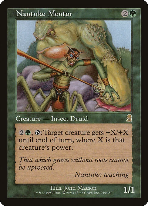 Nantuko Mentor, carta Magic di tipo Creature — Insect Druid illustrata da John Matson