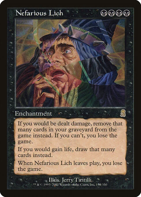 Nefarious Lich, carta Magic di tipo Enchantment illustrata da Jerry Tiritilli