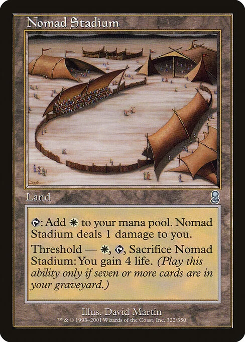 Nomad Stadium, carta Magic di tipo Land illustrata da David Martin