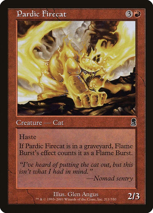 Pardic Firecat, carta Magic di tipo Creature — Elemental Cat illustrata da Glen Angus