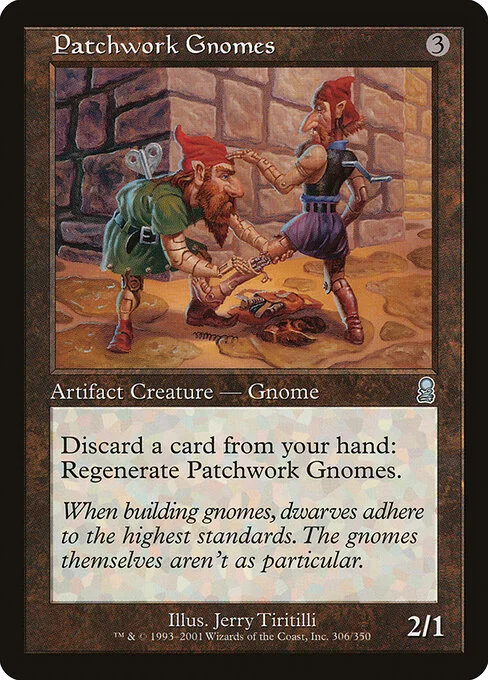 Patchwork Gnomes, carta Magic di tipo Artifact Creature — Gnome illustrata da Jerry Tiritilli