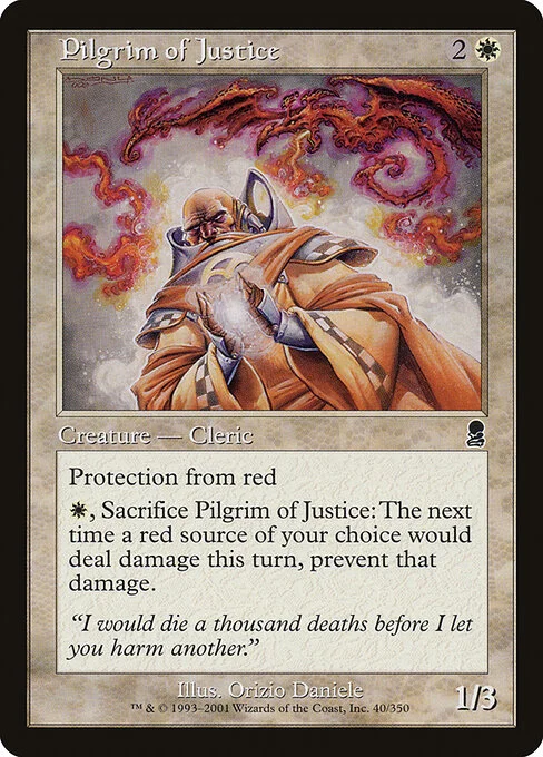 Pilgrim of Justice, carta Magic di tipo Creature — Human Cleric illustrata da Dany Orizio
