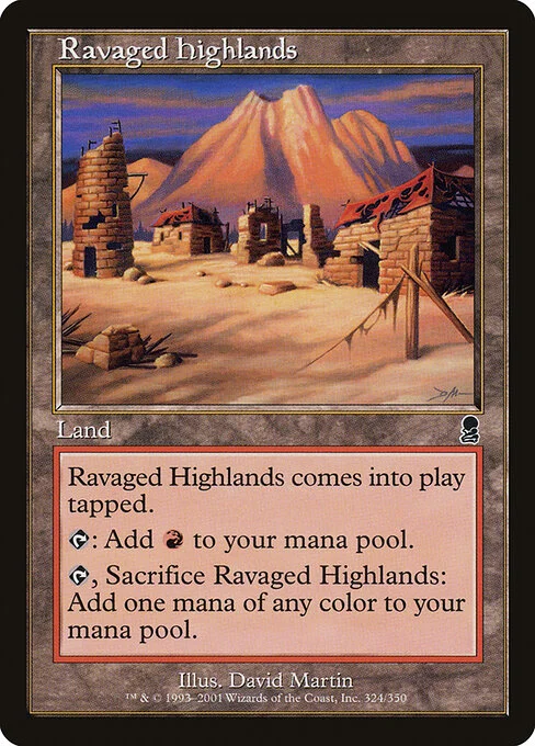 Ravaged Highlands, carta Magic di tipo Land illustrata da David Martin