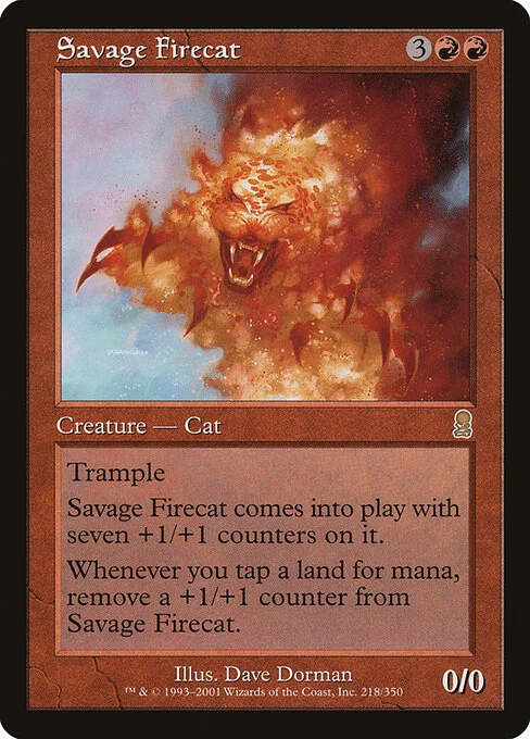 Savage Firecat, carta Magic di tipo Creature — Elemental Cat illustrata da Dave Dorman