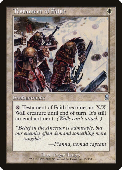 Testament of Faith, carta Magic di tipo Enchantment illustrata da Roger Raupp