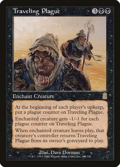 Traveling Plague, carta Magic di tipo Enchantment — Aura illustrata da Dave Dorman