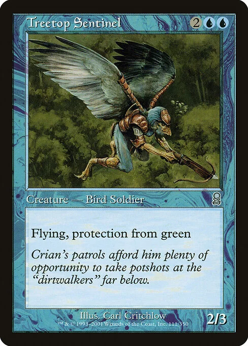 Treetop Sentinel, carta Magic di tipo Creature — Bird Soldier illustrata da Carl Critchlow
