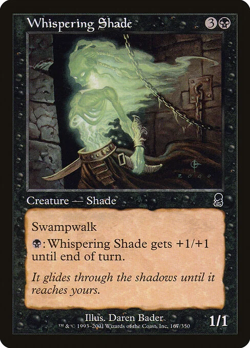 Whispering Shade, carta Magic di tipo Creature — Shade illustrata da Daren Bader