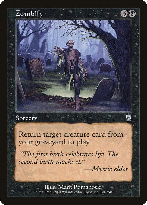 Zombify, carta Magic di tipo Sorcery illustrata da Mark Romanoski