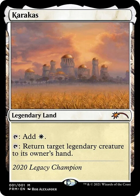 Karakas, carta Magic di tipo Legendary Land illustrata da Rob Alexander