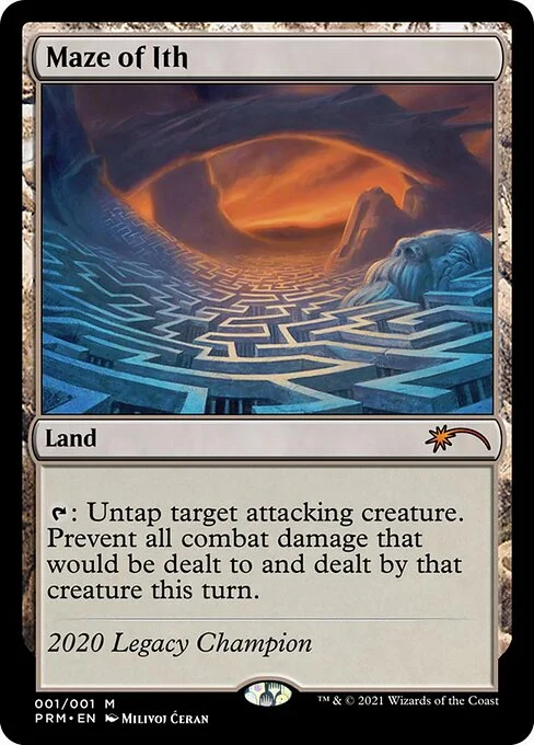 Maze of Ith, carta Magic di tipo Land illustrata da Milivoj Ćeran