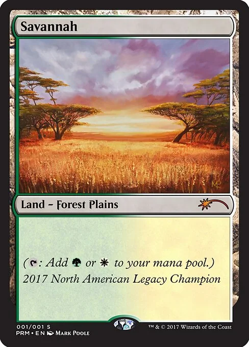 Savannah, carta Magic di tipo Land — Forest Plains illustrata da Mark Poole