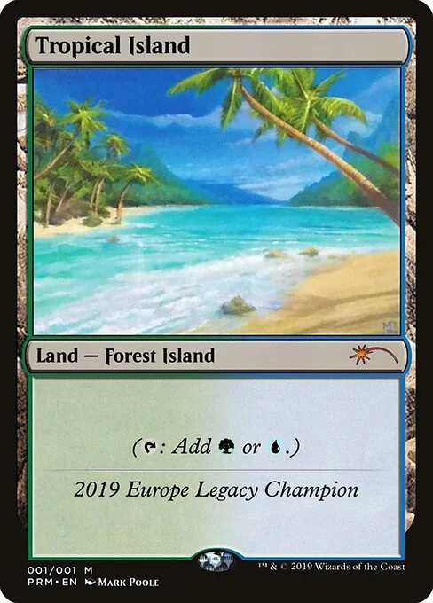Tropical Island, carta Magic di tipo Land — Forest Island illustrata da Mark Poole