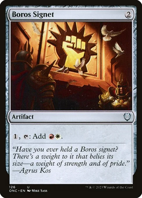 Boros Signet, carta Magic di tipo Artifact illustrata da Mike Sass