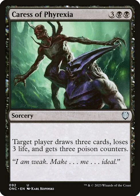 Caress of Phyrexia, carta Magic di tipo Sorcery illustrata da Karl Kopinski